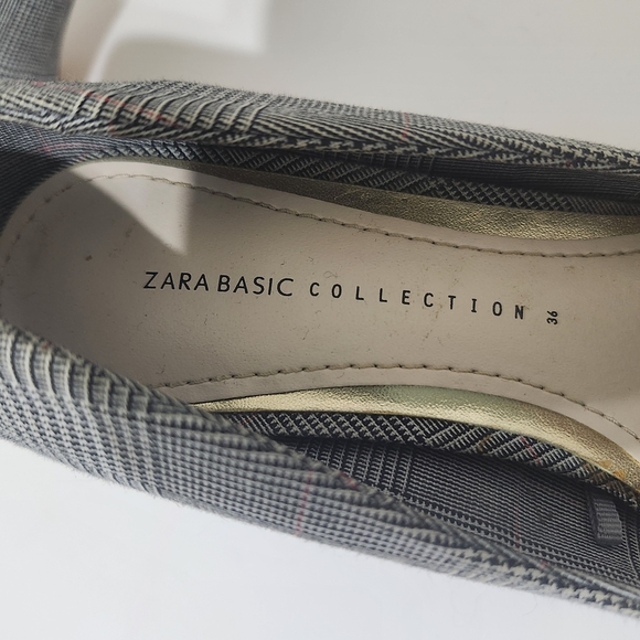 Zara Women’s Black Gray Plaid Bow Mini Heels EU 36 Pumps Office Career Shoes - Picture 12 of 16